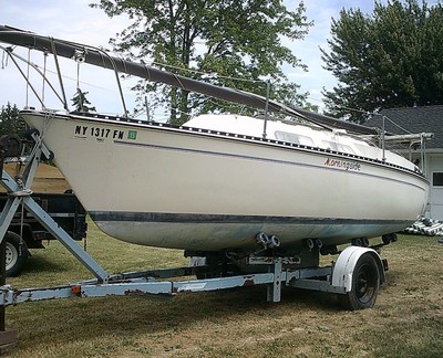 Solid AMF 23 Pace Ship Shoal Draft Sailboat With Trailer Outboard And Nice Sails
