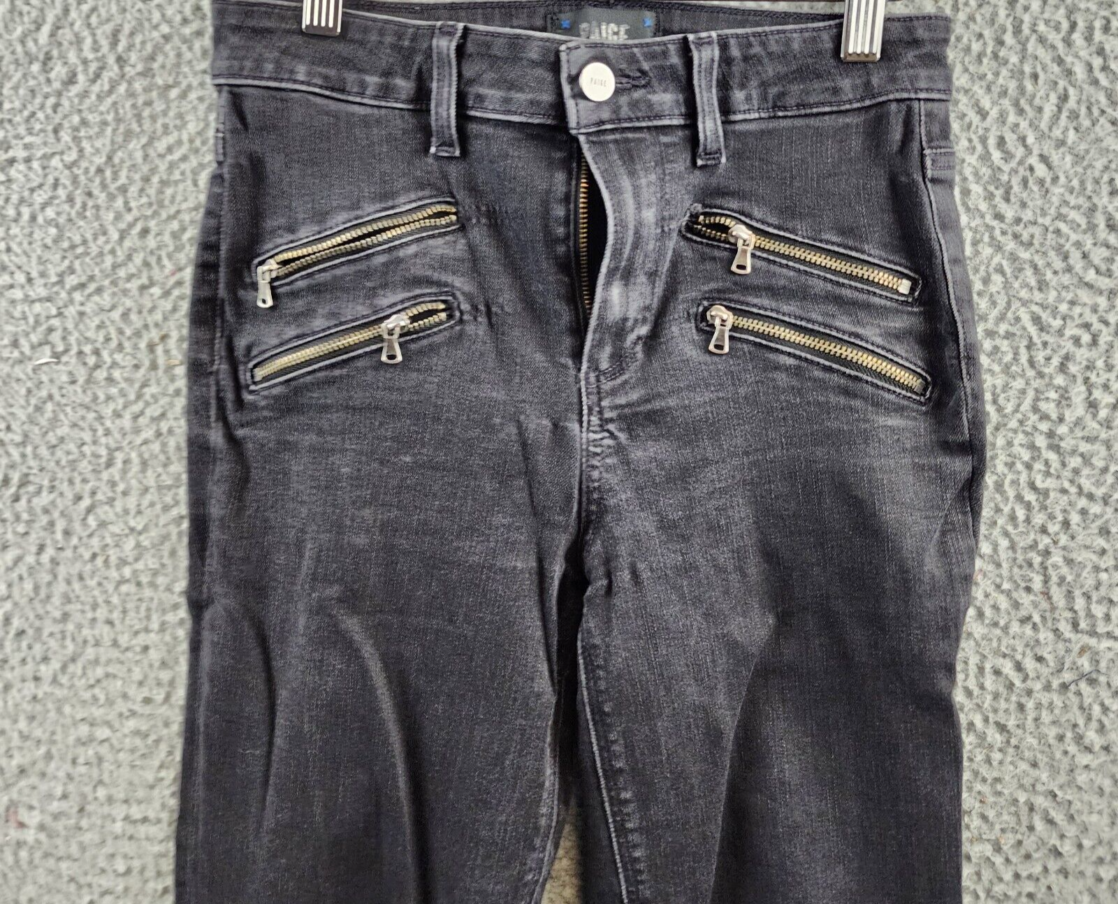 PAIGE Edgemont High Rise Ankle Straight Jeans Women's 27 Scorpio Zip Pockets - Picture 3 of 16