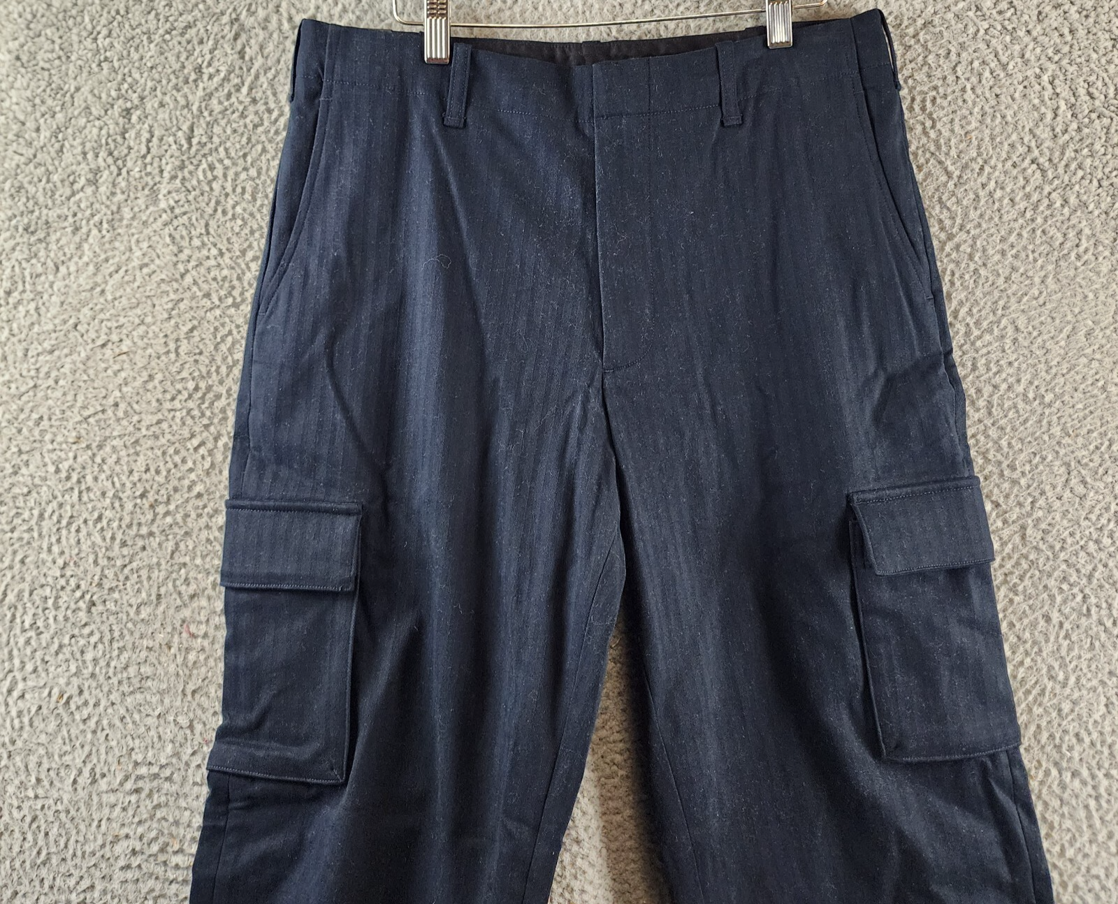 Vince Herringbone Cargo Pants Men's 32 Coastal Blue Straight Leg Mid Rise - Picture 4 of 18