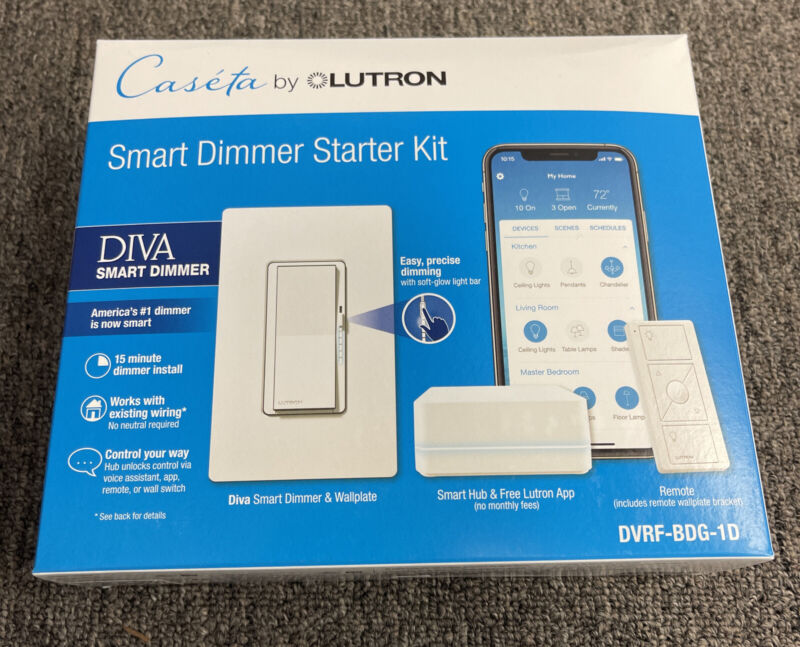 Lutron Caseta DIVA: Smart Dimmer Starter Kit - DVRF-BDG-1D