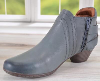 New COBB HILL Women's CH LAUREL Woven Leather Zip Bootie Ankle Boots Size 8 GREY