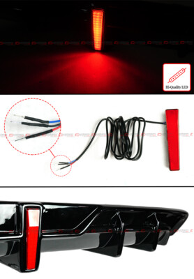 FOR 22-25 HONDA CIVIC SEDAN GF BODYKIT GLOSS BLACK LED REAR BUMPER DIFFUSER KIT