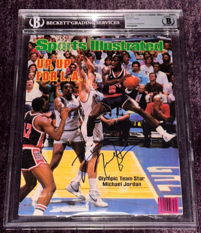 MICHAEL JORDAN Signed 1984 SPORTS ILLUSTRATED BAS Beckett Auth & Encapsulated