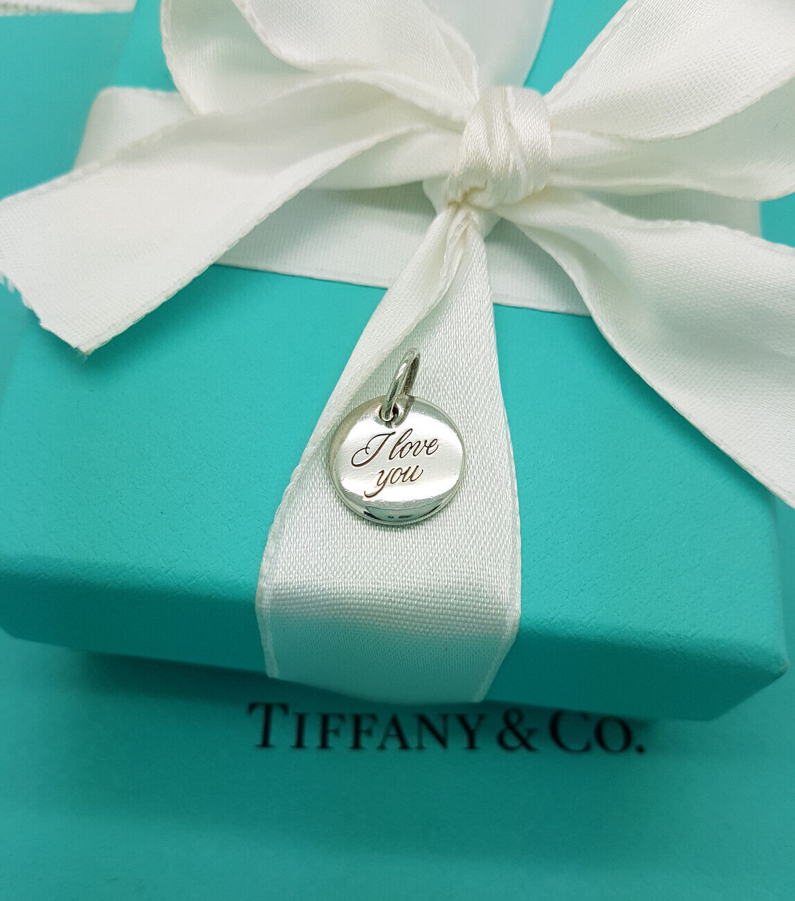 Tiffany & Co. RARE Silver Notes I LOVE YOU Circle Round Disc