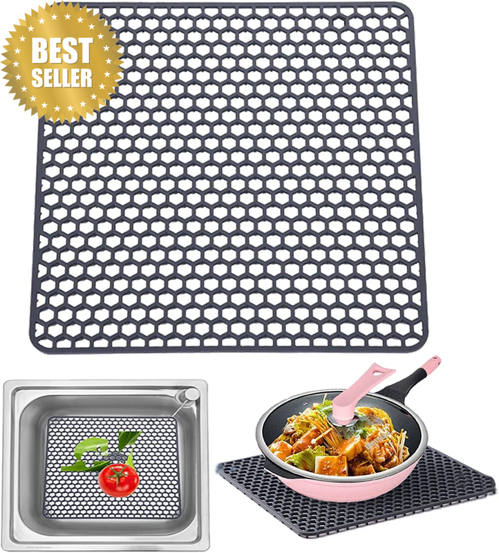 LONGFITE Large Sink Mat Dish Drying Mat Multipurpose Silicone Kitchen Draining T
