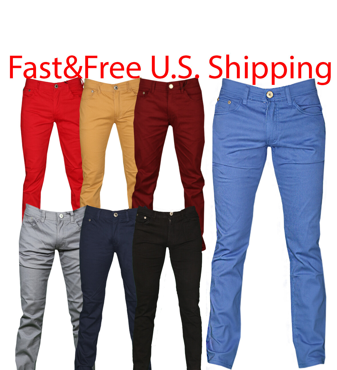 Chino Pants Men Khakis Skinny STRETCH SLIM FIT Flex Casual Cotton Trousers Slack