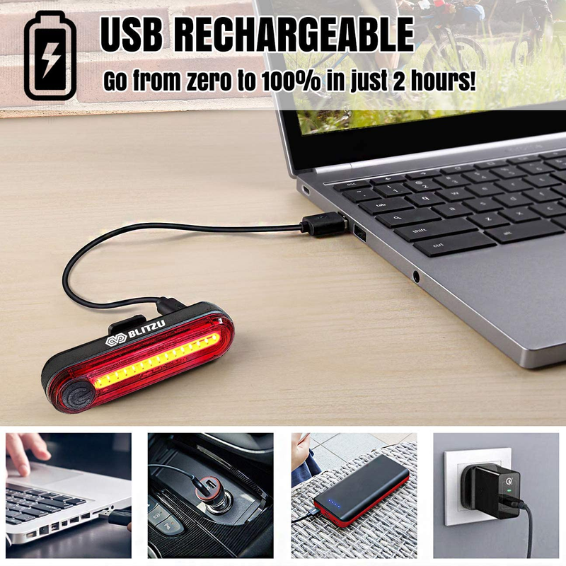 Bike Tail Lights 2 Pack, Cyborg 120T Bright Red LED Bicycle Rear Light, USB Rech