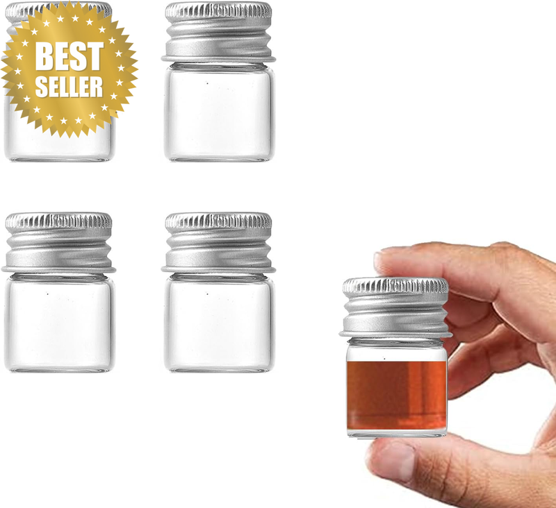 4Pcs 5Ml Glass Jars with Lids Mini Glass Bottles Tiny Miniature Bottles Screw Ca