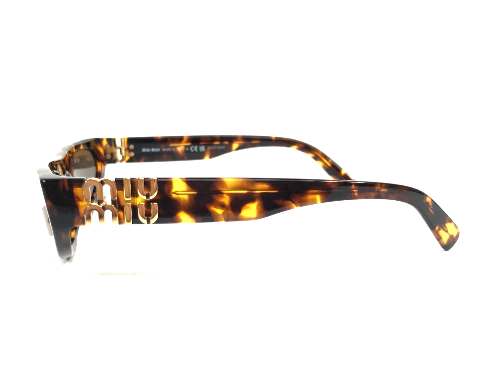 Pre-owned Miu Miu Sunglasses Smu07z Vau-06b Honey Havana Cat Eye Frames Dark Brown Lenses