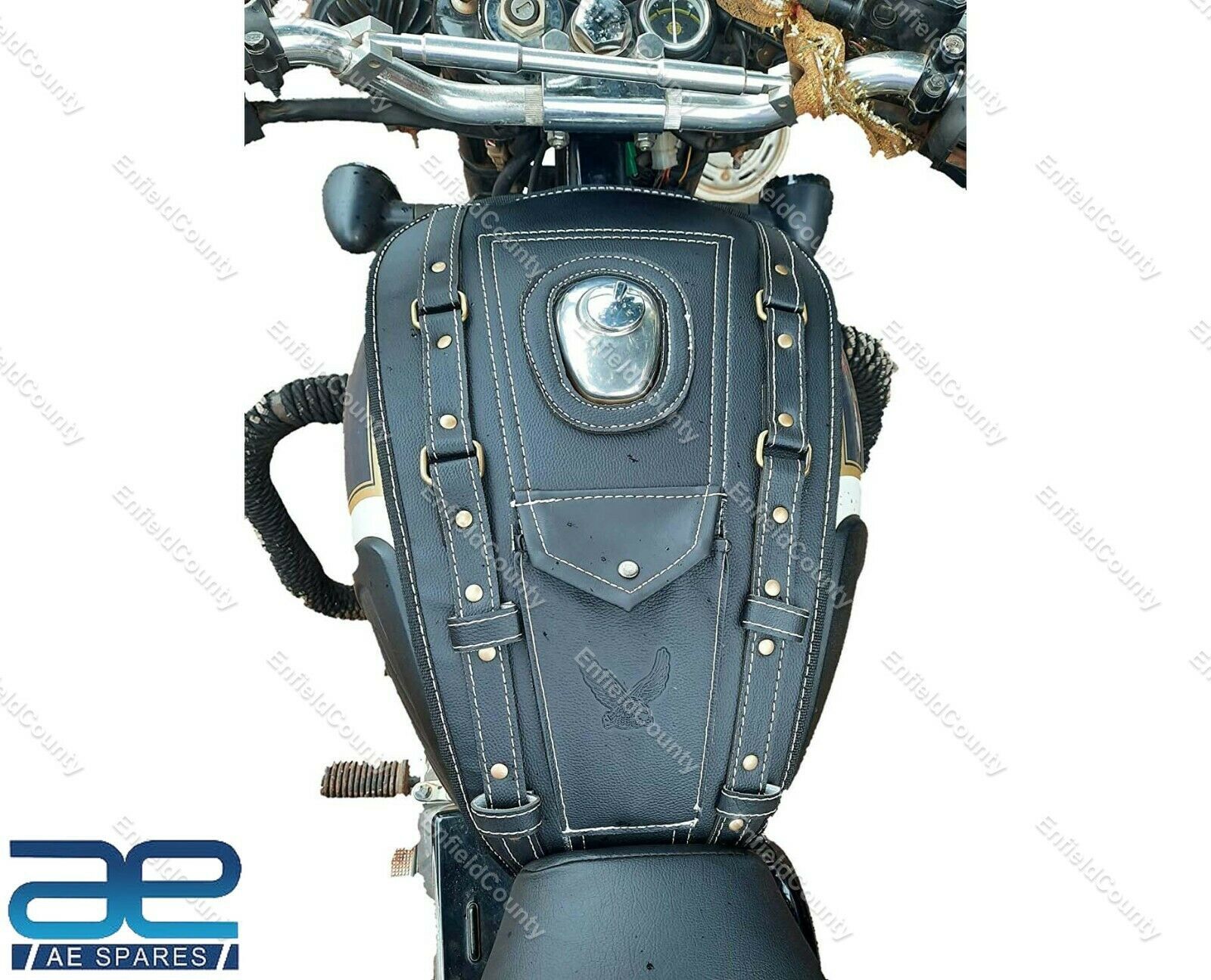 Tank Cover Faux Leather Black For Royal Enfield Bullet Classic 350 500 