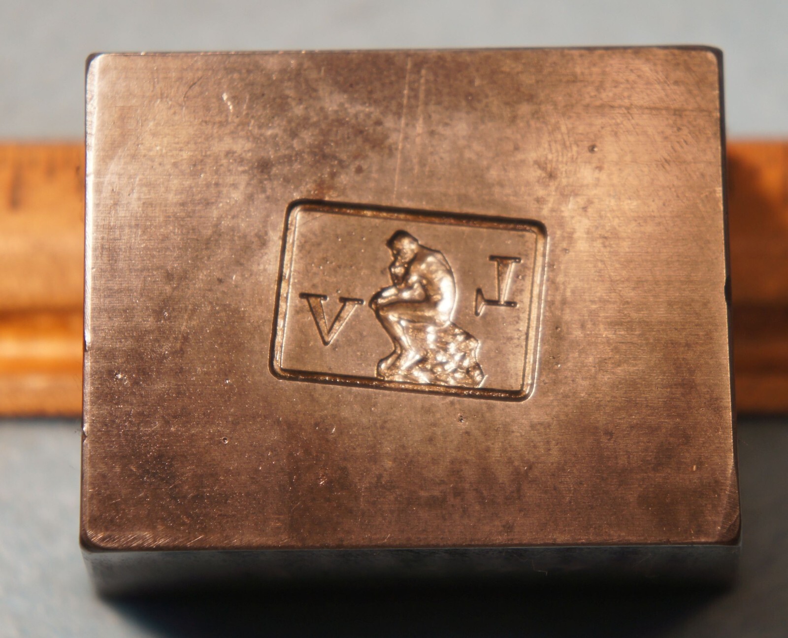 1957 GE GENERAL ELECTRIC Rodin Thinker LV Pin STEEL STAMPING