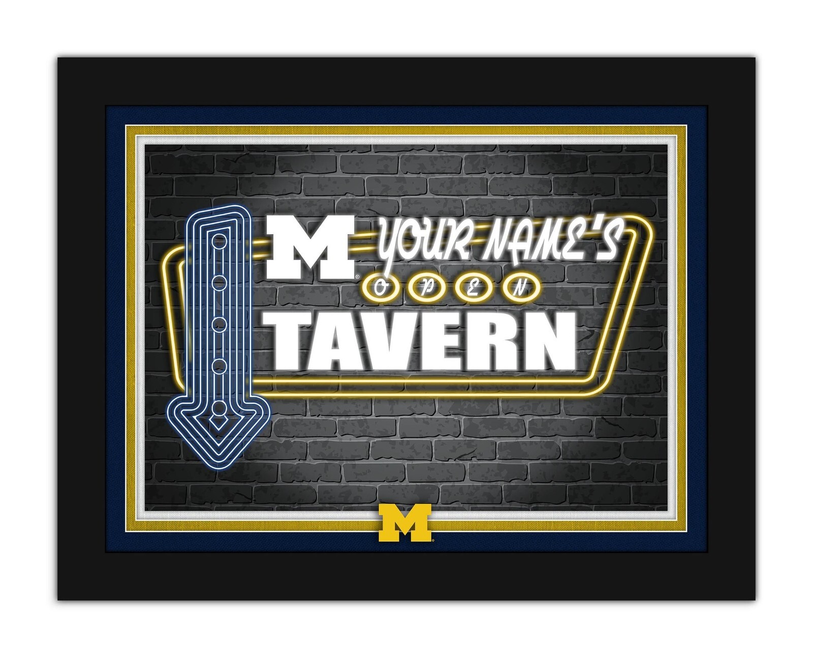 Personalized Framed Neon Tavern Print Sign 18x14 Select Your Team
