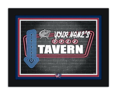Columbus Blue Jackets  Personalized Framed Neon Tavern Print Sign 18x14