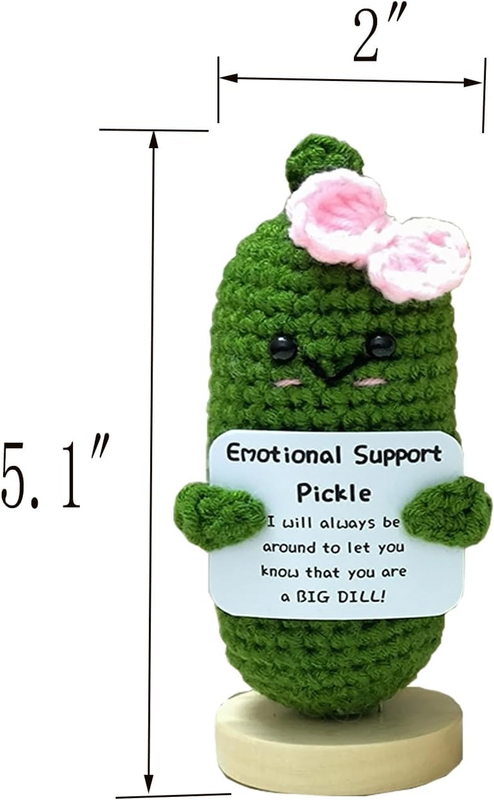 Emotional Support Pickle Gift Cucumber Handmade Crochet, Cute Positive Pickle Nu