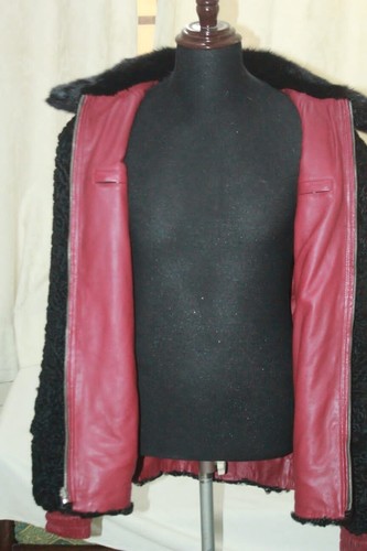 Pre-owned Handmade Reversible Persian Lamb Fur & Leather Jacket Coat All Sizes Colors In Red