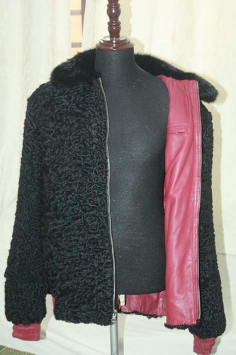 Pre-owned Handmade Reversible Persian Lamb Fur & Leather Jacket Coat All Sizes Colors In Red