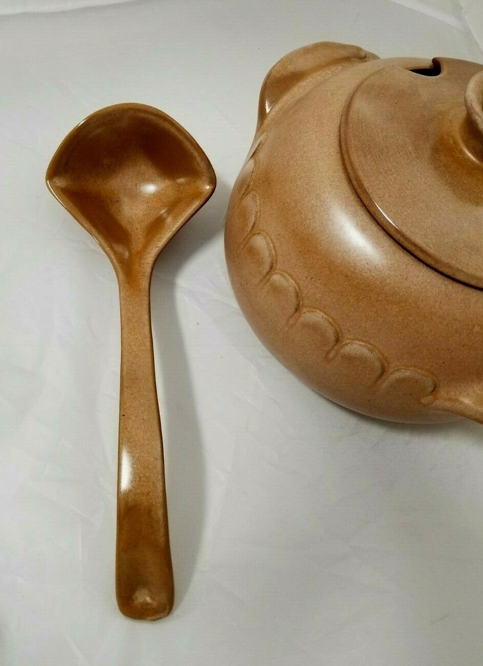 Frankoma Pottery Soup Tureen with Ladle Brown/Cinnamon #246