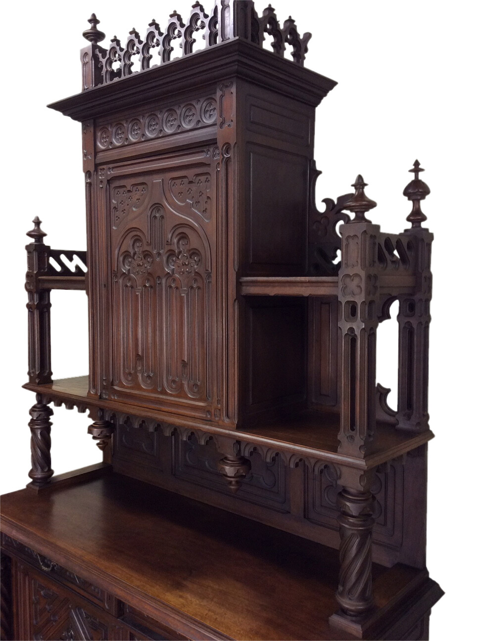 Tall & Impressive Antique French Gothic Cabinet, 19th Century, Walnut
