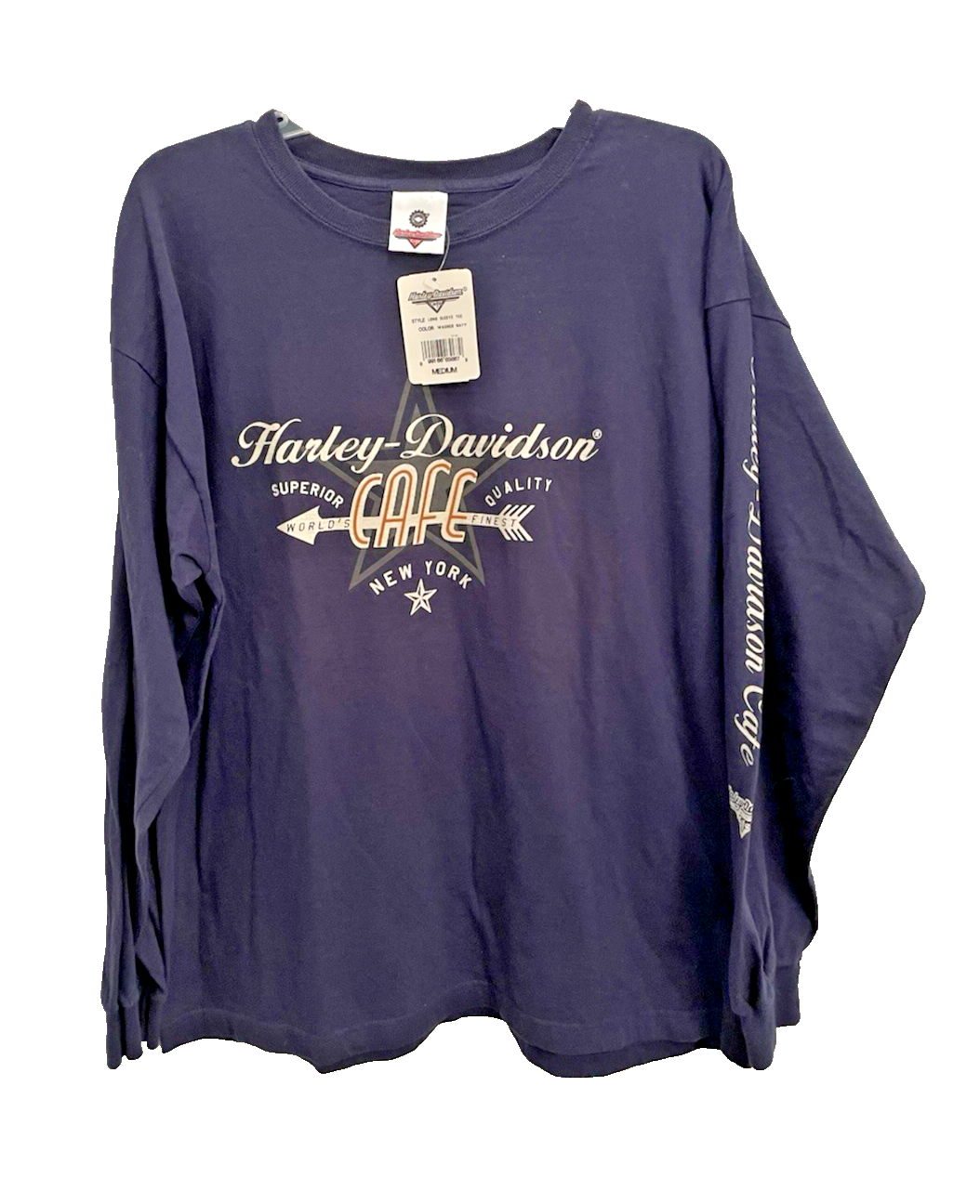 トップス HARLEY-DAVIDSON CAFE LONG SLEEVE TEE Harley-Davidson Café T-Shirt Long Sleeve New York Navy Size
