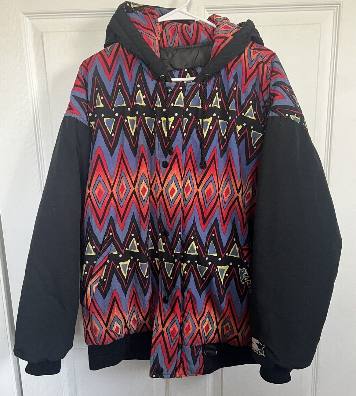 Vintage Medium 90s DJ Jazzy Jeff Starter Puffer Jacket Coat Aztec