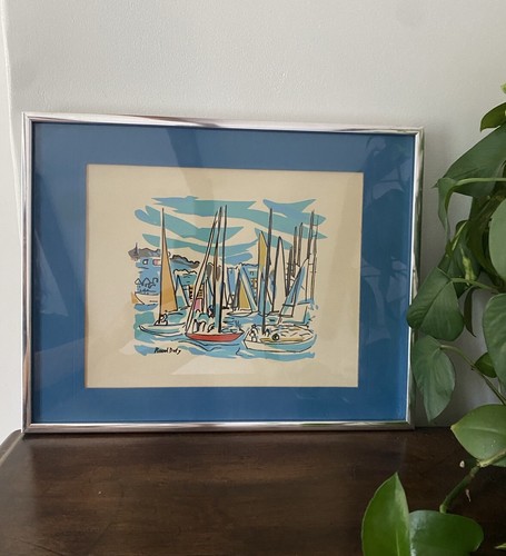 Raoul Dufy Boat Basin Serigraph Art Print Mid Century Design Deco