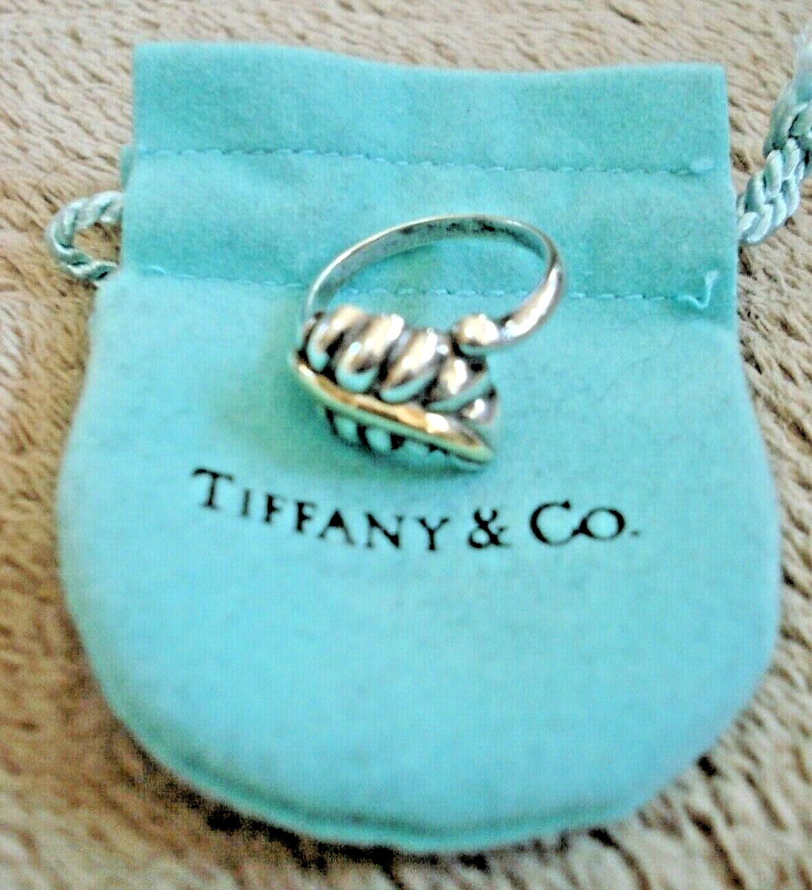 Tiffany & Co. リング 925シルバー ゴールド　コンビ　6.5号 ⑤【TIFFANY&Co 】ティファニー フック&アイ ラブノット コンビ