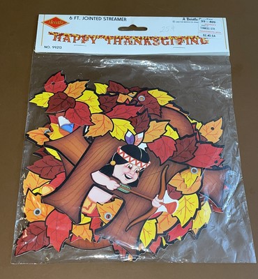 New Vintage 1982 BEISTLE Jointed Banner HAPPY THANKSGIVING Party Decoration