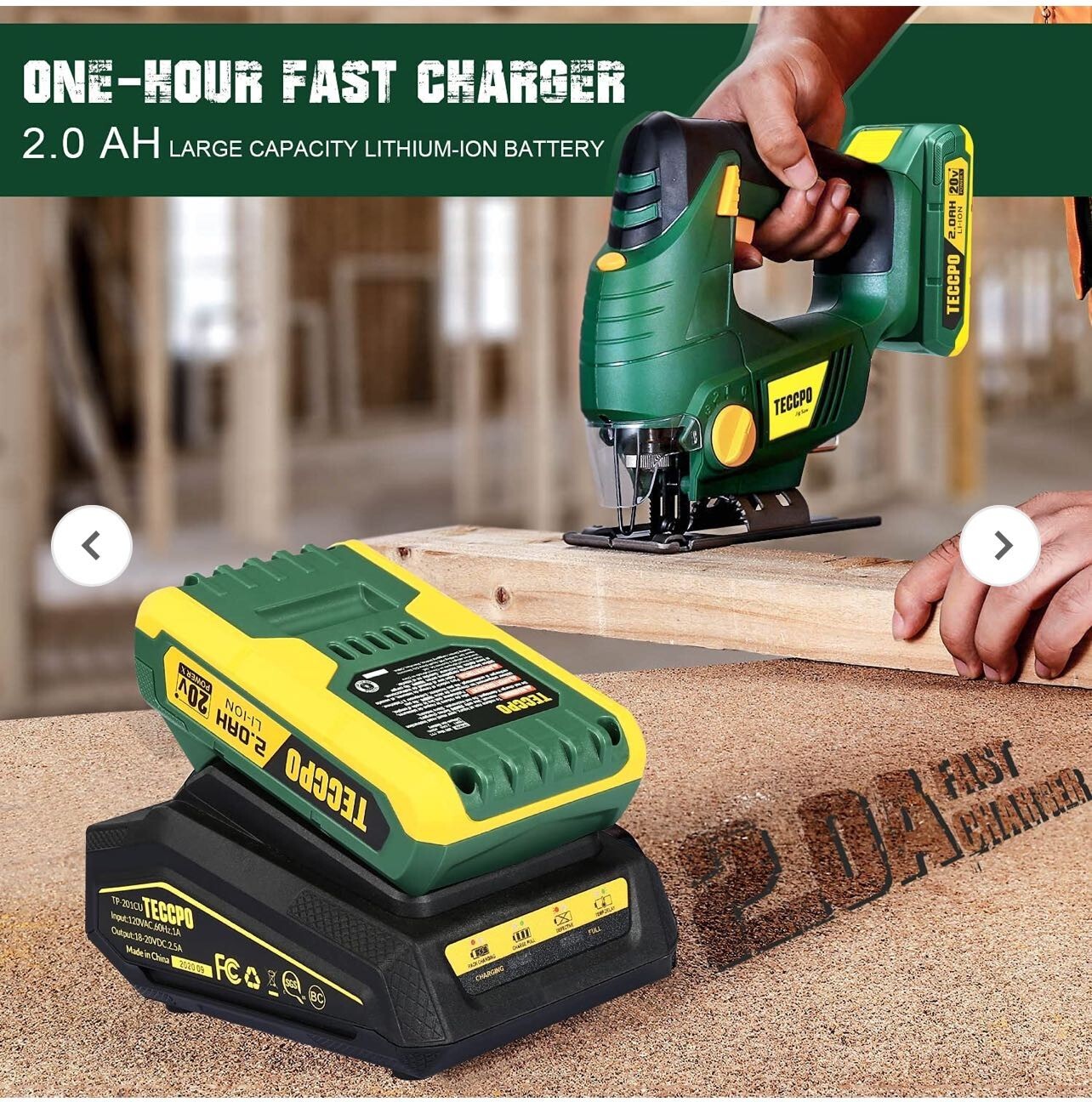 20V MAX Cordless Jigsaw with Variable Speed Control + 2.0Ah Battery, Charger & 6