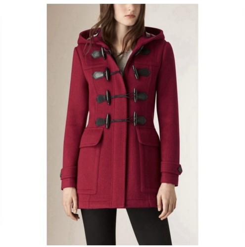 Burberry Brit Burgundy Mersey Toggle Duffel Coat Peacoat