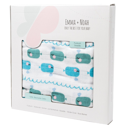 Emma & Noah Baby Swaddle Blanket, 100% Soft Muslin Cotton 120 cm x 120 cm, Ideal