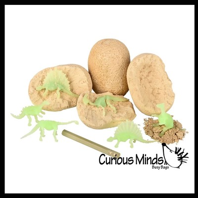 4 Dinosaur Fossil Excavation Dig Eggs - Uncover Dino Fossil Figurine In Chalky E