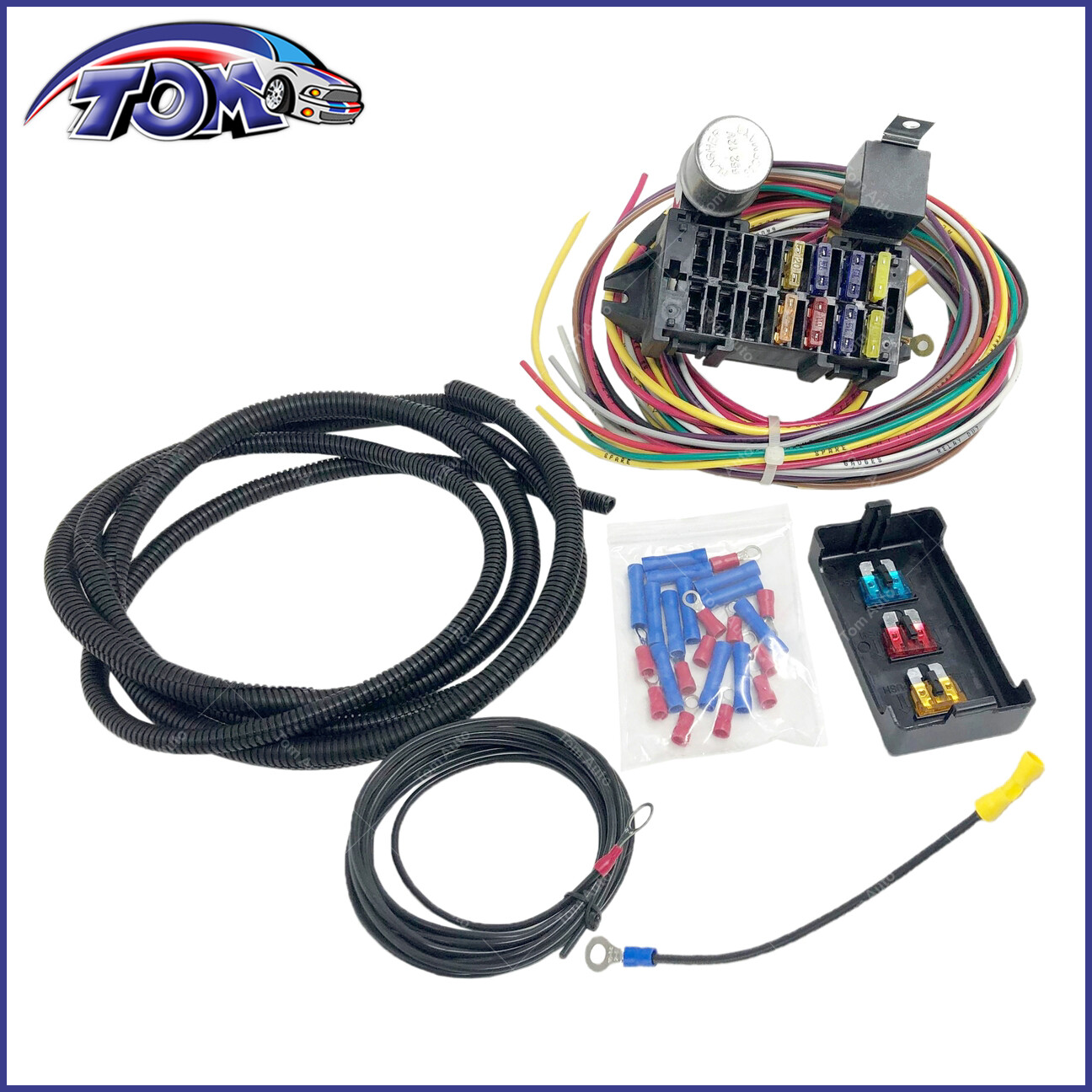 10 CIRCUIT BASIC WIRE HARNESS FUSE BOX STREET
