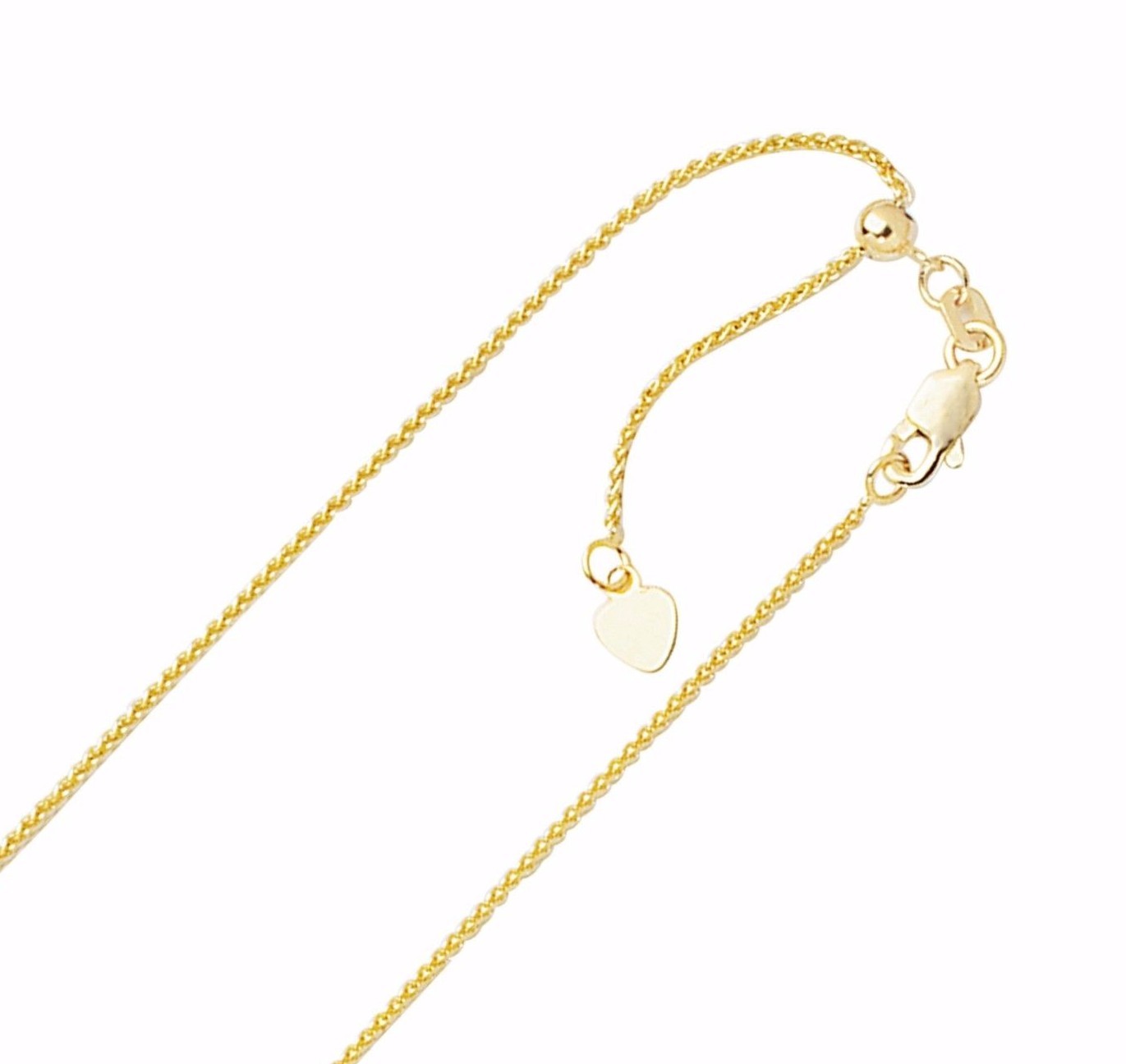 1mm All Shiny Round Wheat Chain Necklace Real Solid 14K Yellow Gold 16/" thru 24/"