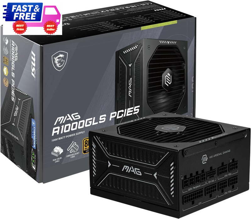 MAG A1000GLS 1000W PSU 80+ Gold ATX 3.1 PCIe 5.1 Modular 12V-2x6 Low Noise