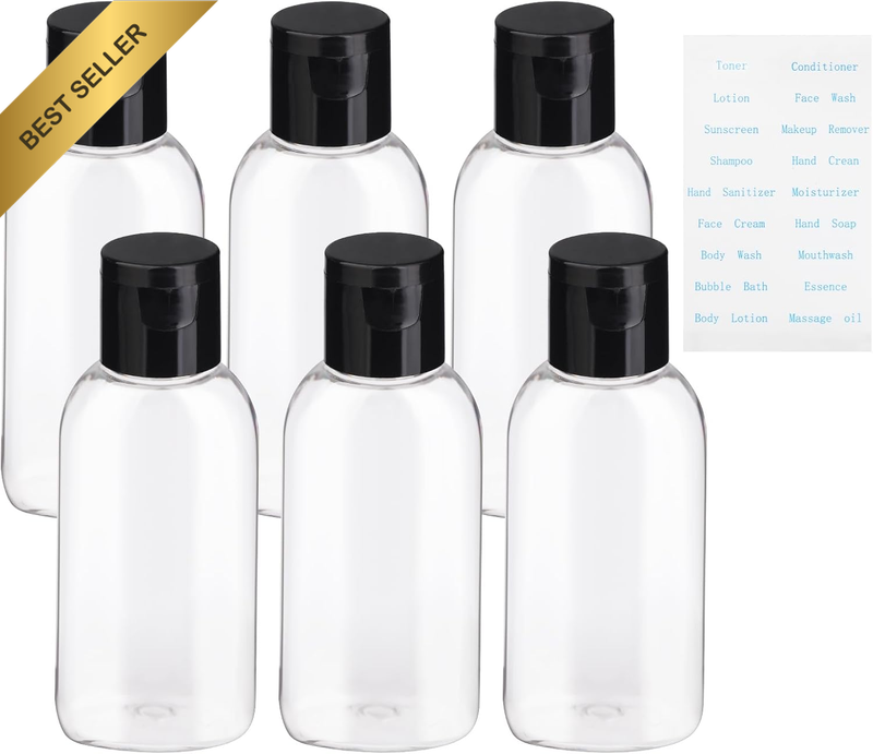 Travel Bottles for Toiletries Bpa-Free Empty Squeeze Containers,6 Pack 1.69 Oz R