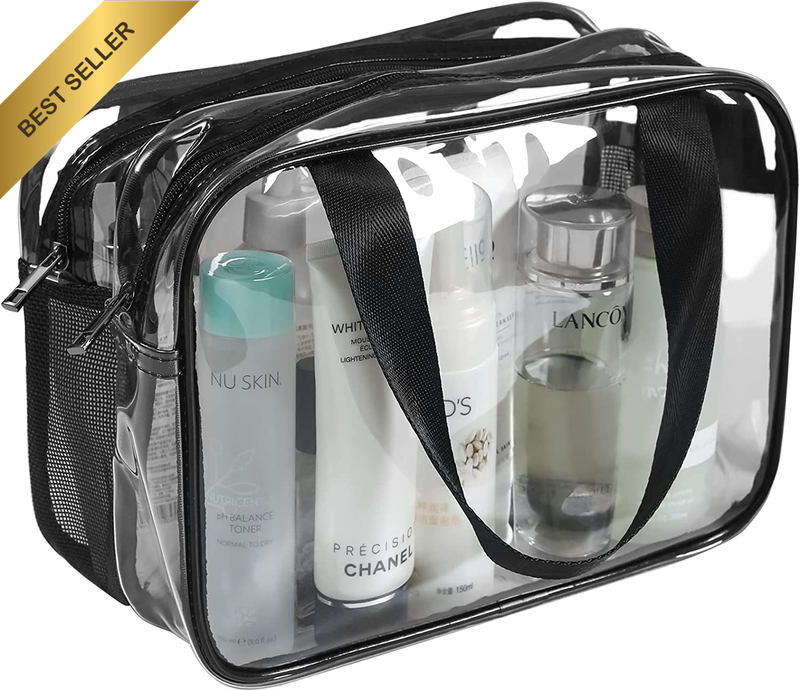 Clear Toiletry Bag for Women Men, Portable Large Travel Makeup Bag, Waterproof &