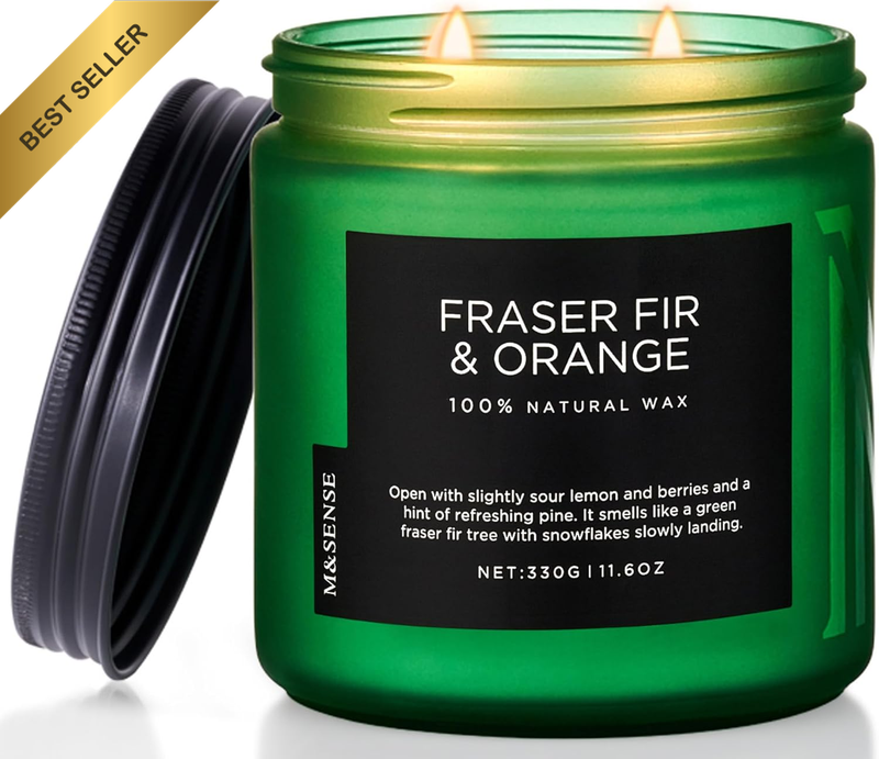 Fraser & Orange Scented Candle, 11.6Oz Soy Wax Non Toxic for Home, up to 70 Hour