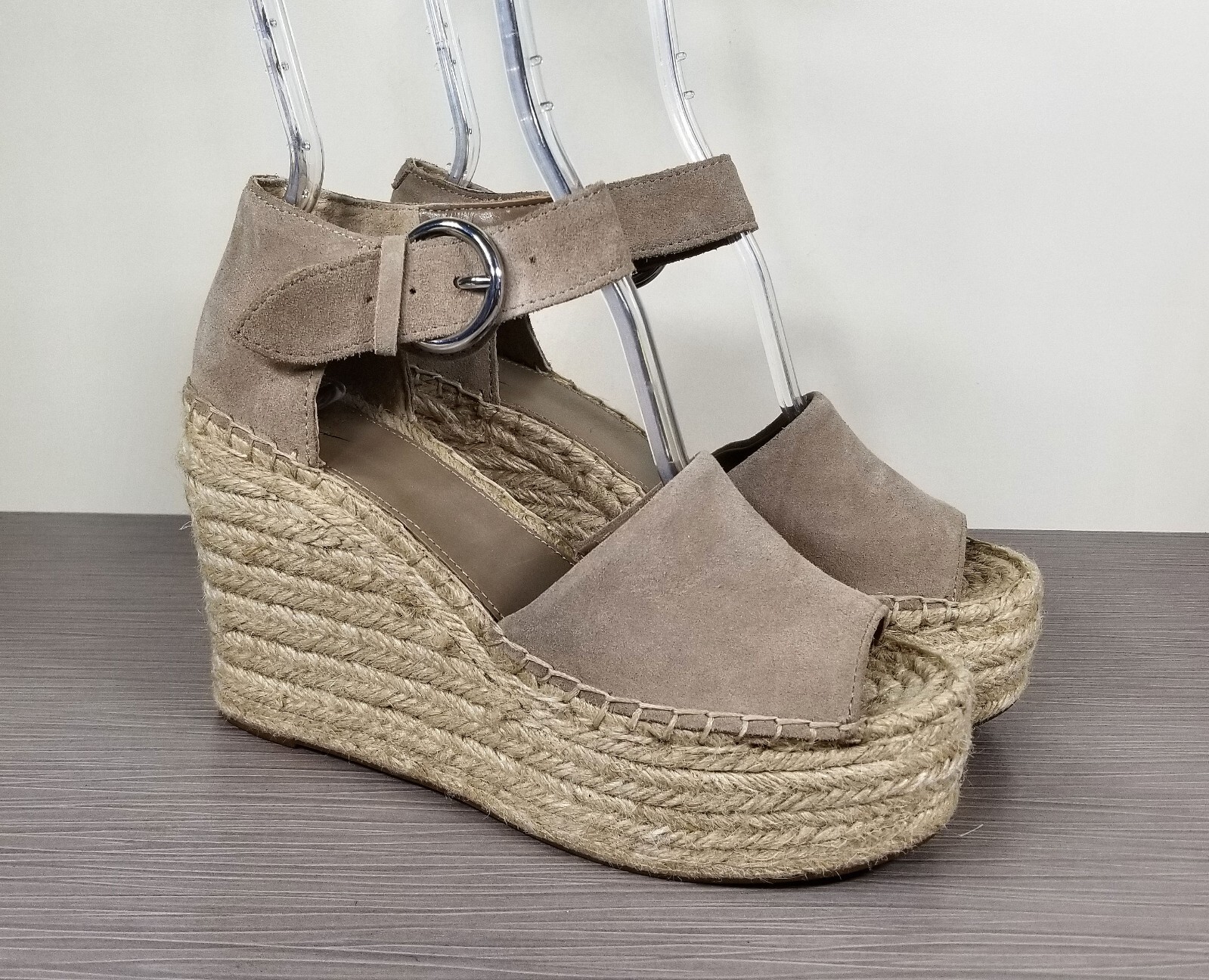 Marc Fisher Alida Braided Espadrille Wedge Sandals Tan Suede, Womens Size 7.5 M