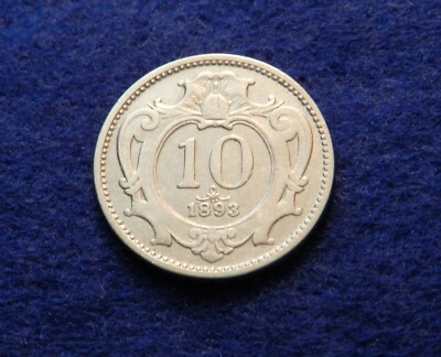 1893 Austria 10 Heller - Great Old Coin - See Pictures