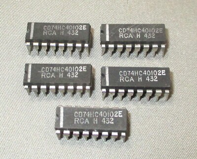 5 Pcs. Of RCA CD74HC40102E CMOS IC Counter Dip-16