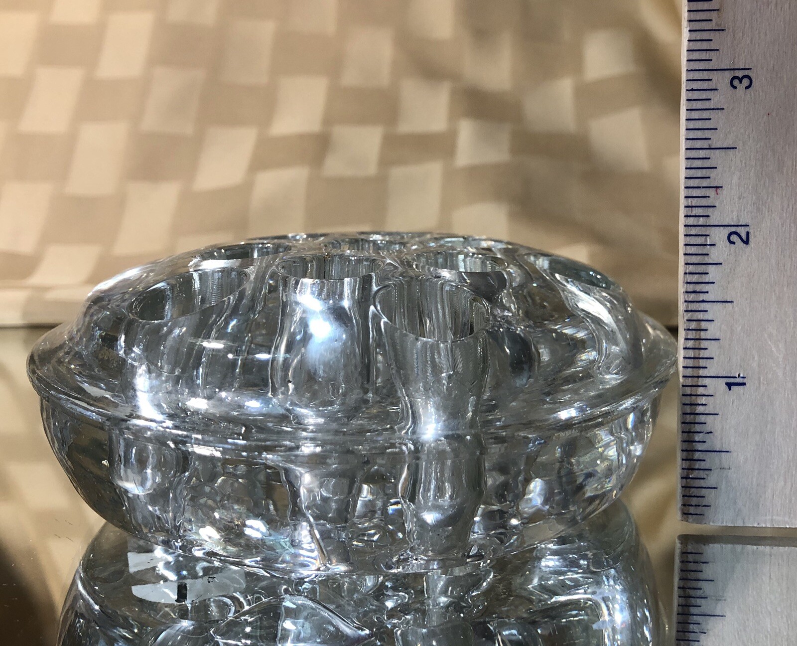 Antique Heavy LARGE CLEAR GLASS FLOWER FROG Excellent!  *