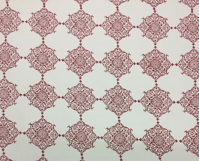 BALLARD DESIGNS LARISSA CLAY RED GEOMETRIC MEDALLION SOFT FABRIC BY YARD 56''W