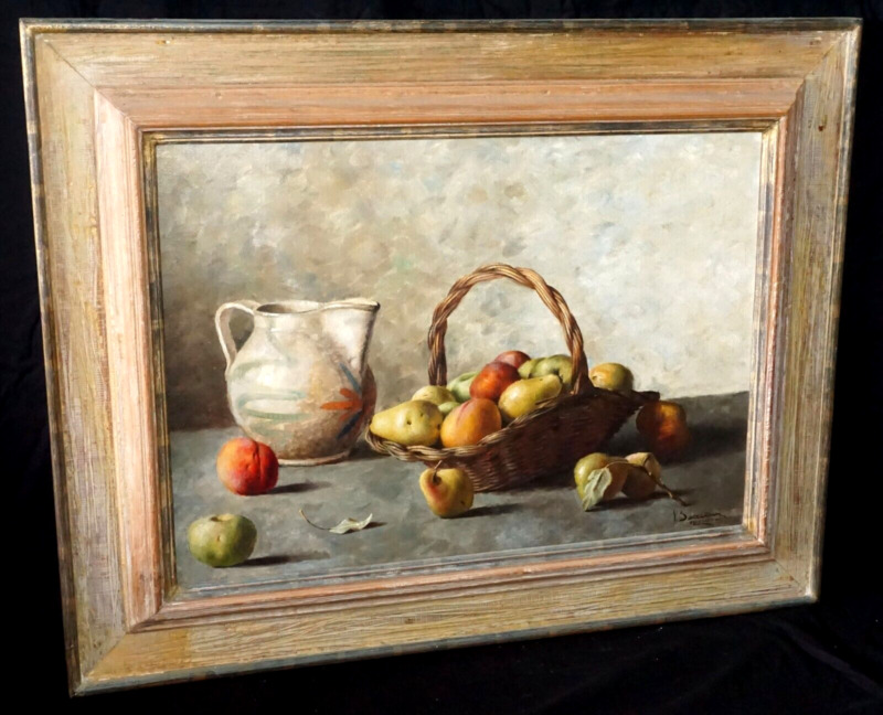 Vintage Italy Oil Painting Still Life W Fruit By Giordano Becciani (b.1916)(ahb)