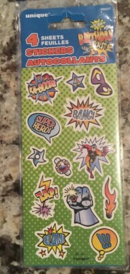 NEW CARTOON WORDS Comic Book Super Heroes Blam! Zap! KaBoom! UNIQUE STICKERS 