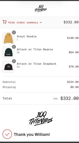 Pre-owned 100% 100 Thieves Attack On Titan Beanie Confirmed Order Order Arrived Updated In Black