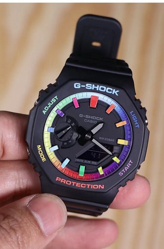 Pre-owned G-shock Casio Shock Black Rainbow, Casio Custom Watch Casioak Mod Modified Watch