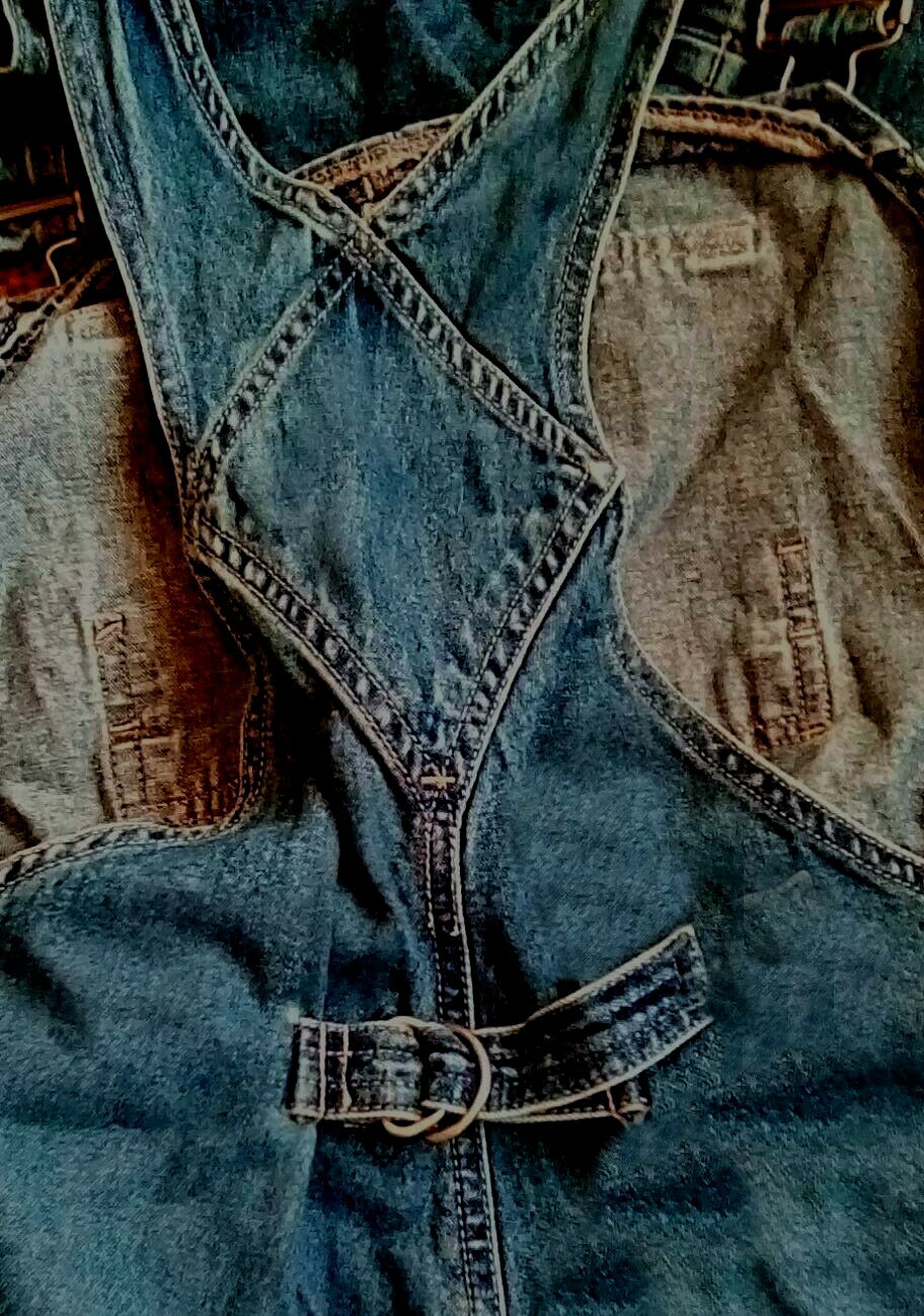 L Motherhood Denim Overalls & embroidered Linen Cami top