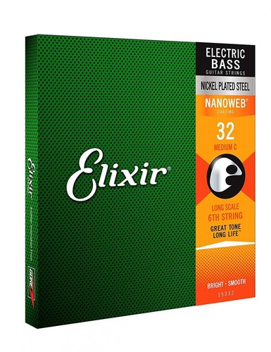 Elixir Strings Nickel Plated Steel with NANOWEB Coating, Custom Bass 6th...