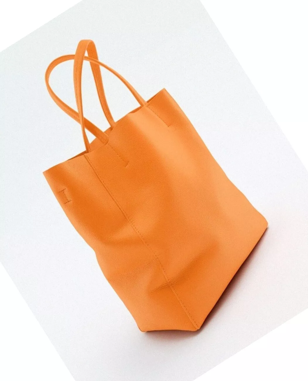 【関税＆送料込み】ChloAC Light Orange Leather Heritage Sma ZARA GENUINE LEATHER MIDI TOTE BAG ORANGE SOFT CROSSBODY