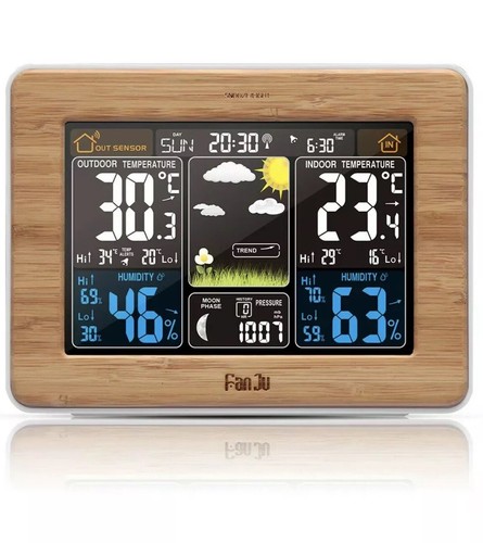 FanJu FJ3365 Wireless Weather Station Forecast Temperature Humidity Clock Alarm